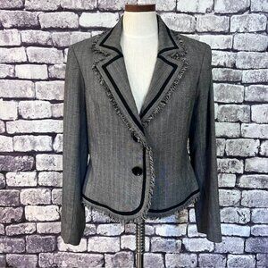 Tribal Black, White & Pink Plaid Button Down Jacket Size 12